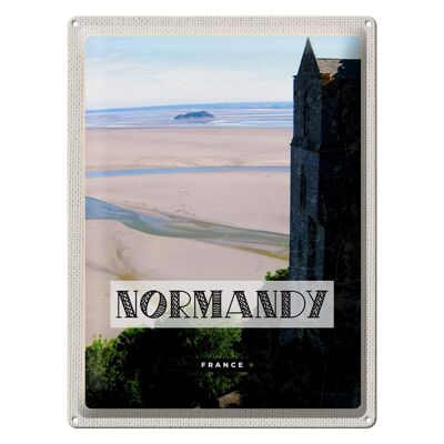 Targa in metallo da viaggio 30x40 cm Normandia Francia Mare Sabbia Poster