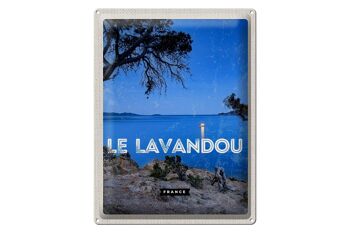 Signe en étain voyage 30x40cm rétro Le Lavandou France vacances 1