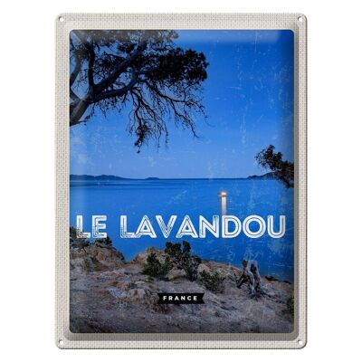 Targa in metallo da viaggio 30x40 cm Retro Le Lavandou France Vacation