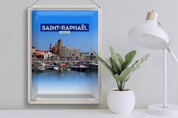 Plaque tôle voyage 30x40cm Bateaux du port de Saint-Raphaël France 3