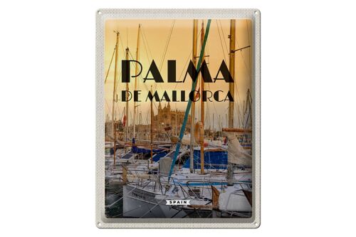 Blechschild Reise 30x40cm Palma de Mallorca Yachten Meer