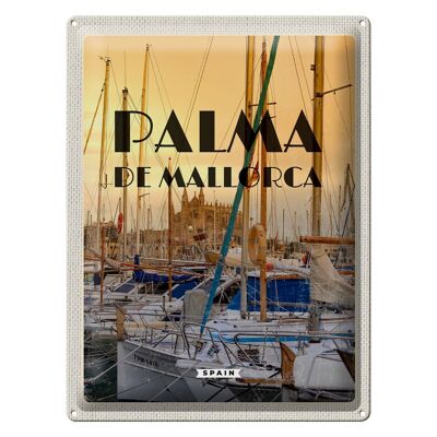 Blechschild Reise 30x40cm Palma de Mallorca Yachten Meer