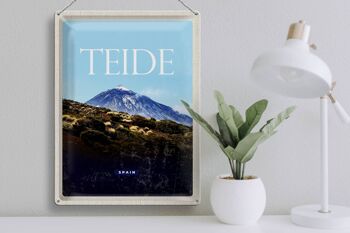 Signe en étain voyage 30x40cm rétro Teide espagne la plus haute montagne 3