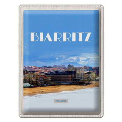 Cartel de chapa Viaje 30x40cm Biaritz Francia Destino de viaje Vacaciones