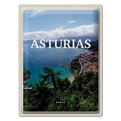 Metal sign travel 30x40cm Asturias Spain green diamond