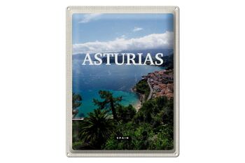 Plaque en tôle voyage 30x40cm Asturies Espagne diamant vert 1
