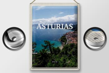 Plaque en tôle voyage 30x40cm Asturies Espagne diamant vert 2