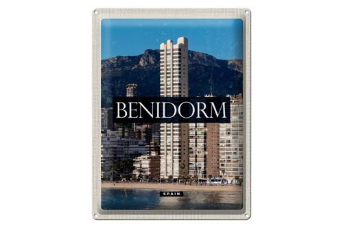 Blechschild Reise 30x40cm Benidorm Spain Panorama Poster