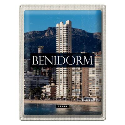 Blechschild Reise 30x40cm Benidorm Spain Panorama Poster