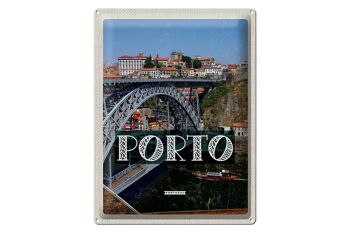 Signe en étain voyage 30x40cm, pont de Porto Portugal Ponte Dom Luís I 1