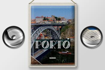 Signe en étain voyage 30x40cm, pont de Porto Portugal Ponte Dom Luís I 2