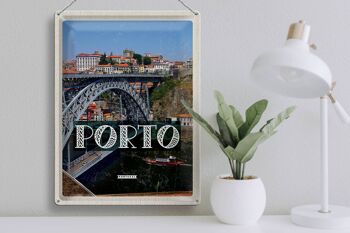 Signe en étain voyage 30x40cm, pont de Porto Portugal Ponte Dom Luís I 3