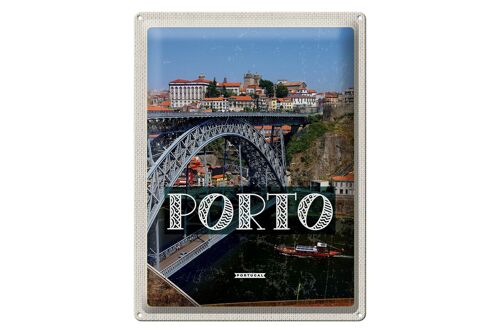 Blechschild Reise 30x40cm Porto Portugal Brücke Ponte Dom Luís I