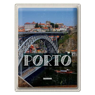 Blechschild Reise 30x40cm Porto Portugal Brücke Ponte Dom Luís I