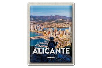 Panneau en étain voyage 30x40cm, Alicante espagne, image panoramique de vacances 1