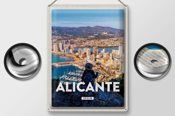 Panneau en étain voyage 30x40cm, Alicante espagne, image panoramique de vacances 2