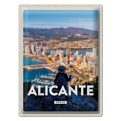 Cartel de chapa de viaje, 30x40cm, Alicante, España, imagen panorámica, vacaciones