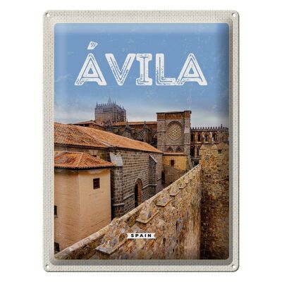 Blechschild Reise 30x40cm Avila Spain Mittelalter Stadtmauer