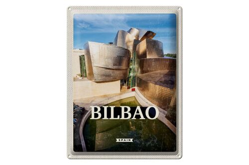 Blechschild Reise 30x40cm Bilbao Spain Hafenstadt Urlaubsort