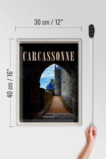 Panneau en étain voyage 30x40cm, Carcassonne, France, château, vieille ville 4