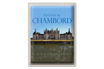 Panneau en étain de voyage, 30x40cm, château de Chambord, rétro 1