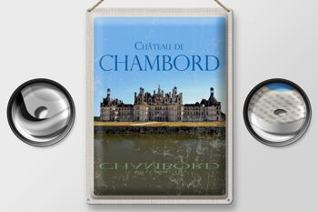 Panneau en étain de voyage, 30x40cm, château de Chambord, rétro 2
