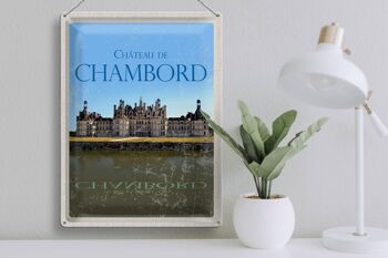 Panneau en étain de voyage, 30x40cm, château de Chambord, rétro 3
