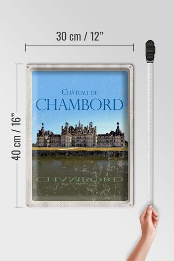 Panneau en étain de voyage, 30x40cm, château de Chambord, rétro 4