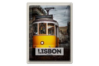 Plaque en étain voyage 30x40cm, Lisbonne Portugal Tram 28 1