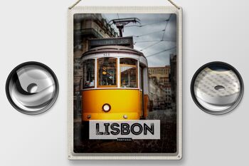 Plaque en étain voyage 30x40cm, Lisbonne Portugal Tram 28 2
