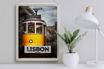 Plaque en étain voyage 30x40cm, Lisbonne Portugal Tram 28 3