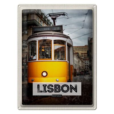 Blechschild Reise 30x40cm Lisbon Portugal Straßenbahn 28