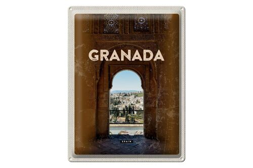 Blechschild Reise 30x40cm Retro Granada Spain Architektur