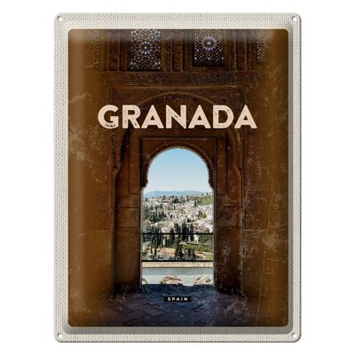 Blechschild Reise 30x40cm Retro Granada Spain Architektur