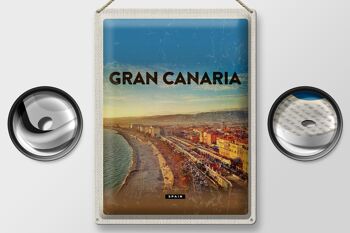Panneau en étain voyage 30x40cm Gran Canaria Espagne vue panoramique mer 2