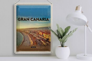 Panneau en étain voyage 30x40cm Gran Canaria Espagne vue panoramique mer 3