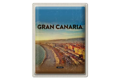 Blechschild Reise 30x40cm Gran Canaria Spain Panoramablick Meer