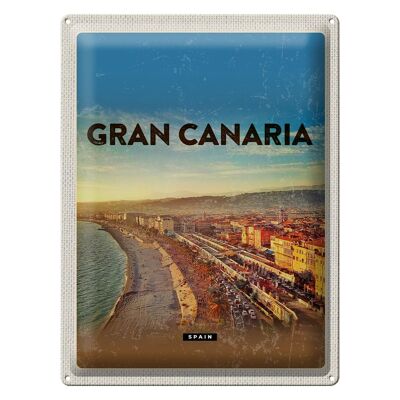 Panneau en étain voyage 30x40cm Gran Canaria Espagne vue panoramique mer