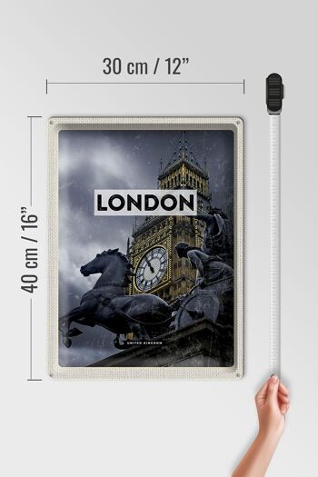 Panneau de voyage en étain, 30x40cm, tour de Londres Big Ben Queen Elizabeth 4