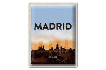 Plaque de voyage en étain, 30x40cm, Madrid, espagne, Image pittoresque rétro 1