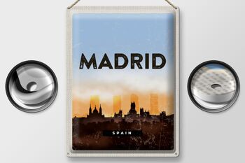 Plaque de voyage en étain, 30x40cm, Madrid, espagne, Image pittoresque rétro 2