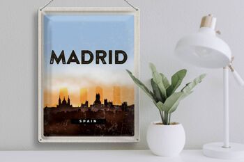 Plaque de voyage en étain, 30x40cm, Madrid, espagne, Image pittoresque rétro 3