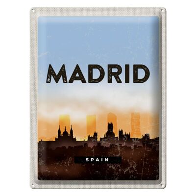Targa in metallo da viaggio 30x40 cm Madrid Spagna Immagine pittoresca retrò