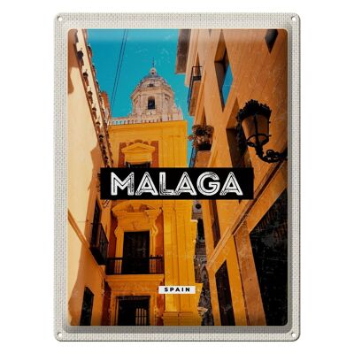 Cartel de chapa de viaje, 30x40cm, Málaga, España, casco antiguo, regalo Retro