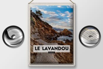 Signe en étain voyage 30x40cm Le Lavandou France montagnes vacances à la mer 2