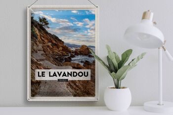 Signe en étain voyage 30x40cm Le Lavandou France montagnes vacances à la mer 3