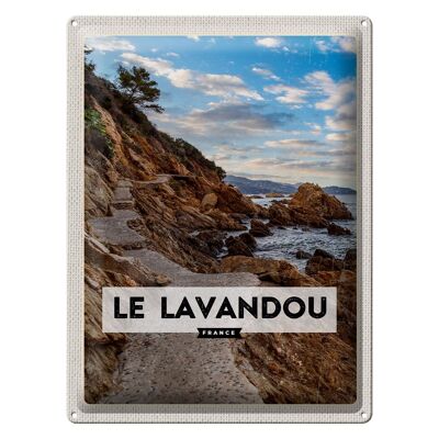 Cartel de chapa de viaje 30x40cm Le Lavandou Francia Montañas Mar Vacaciones