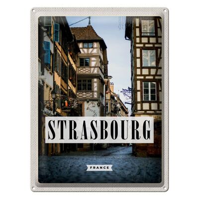 Targa in metallo da viaggio 30x40 cm Strasburgo Francia la petite Panorama