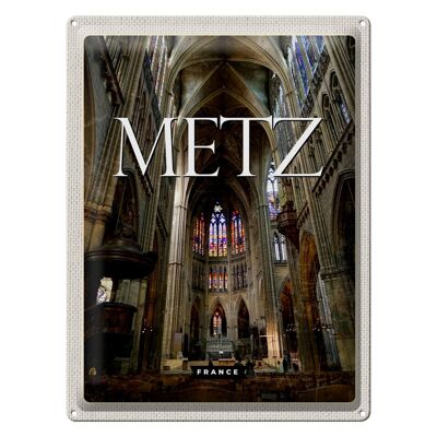 Cartel de chapa de viaje, 30x40cm, Metz, Francia, catedral, destino de viaje