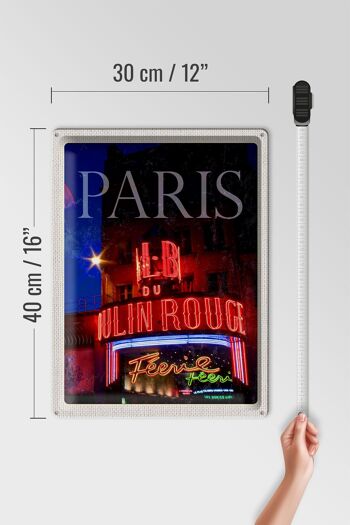 Plaque tôle voyage 30x40cm Paris Moulin Rouge Variété 4